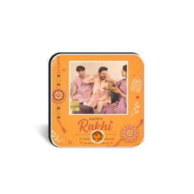 Personalized Musical Photo Fridge Magnet Gift for Raksha Bandhan | Rechargeable Sound Magnet Music Playable Rakhi Gift for Bhai & Bhen Keepsake Gift for Siblings
